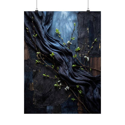 Moonlight Silk Drape Wall Art Print - Dark Japandi Datsuzoku Art Print