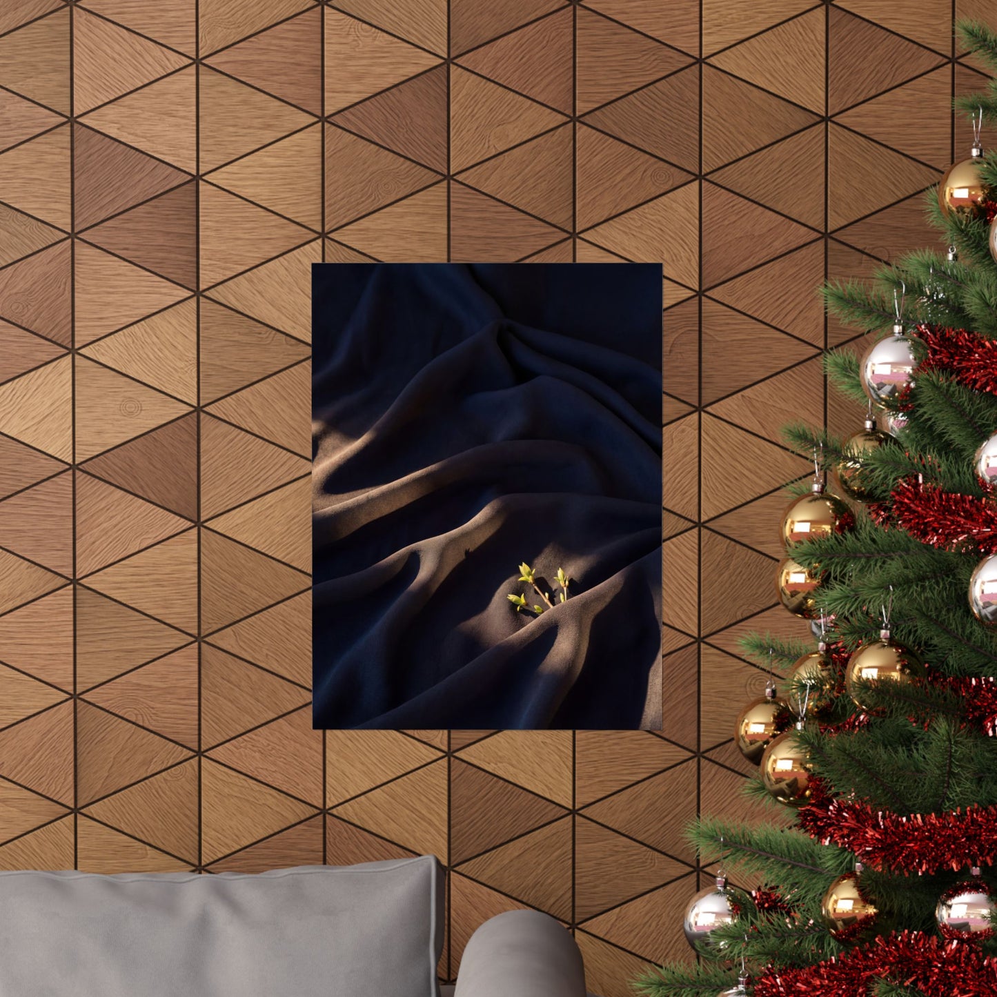 Atmospheric Silk Drape Wall Art Print - Shadow Zen Dark Japandi
