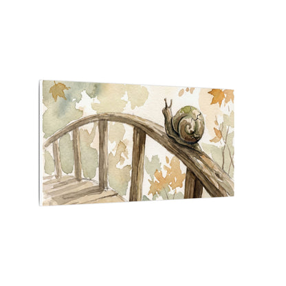 Wooden Bridge Canvas Art | Autumn Japandi Watercolor Art
