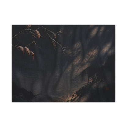 Atmospheric Silk Drape Canvas Art - Charcoal Ink Dark Japandi