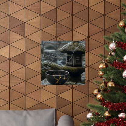 Stone Lantern Winter Wall Art Print | Kintsugi Beautiful Design