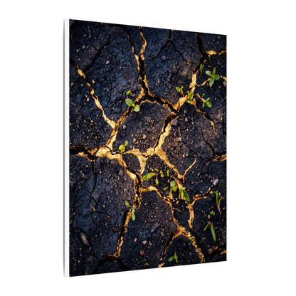 Spring Cracked Earth Crackle Gold Canvas Art | Healing Decor