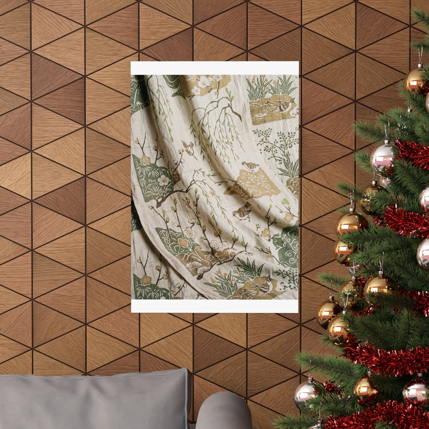 Silk Drape Japanese Pattern Wall Art Print | Neutral Japandi Art