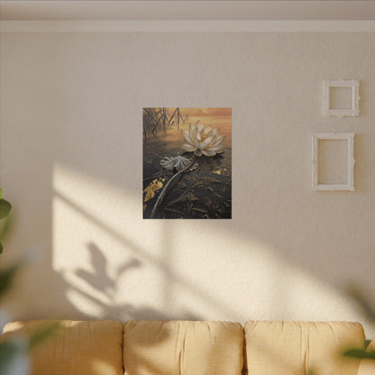 Kintsugi Lotus Flower in Golden Hour | Gold Vein Canvas Art