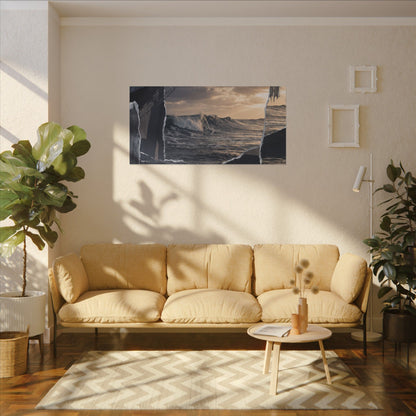 Fukinsei Ocean Wave Canvas Art - Dark Japandi Shadow Zen