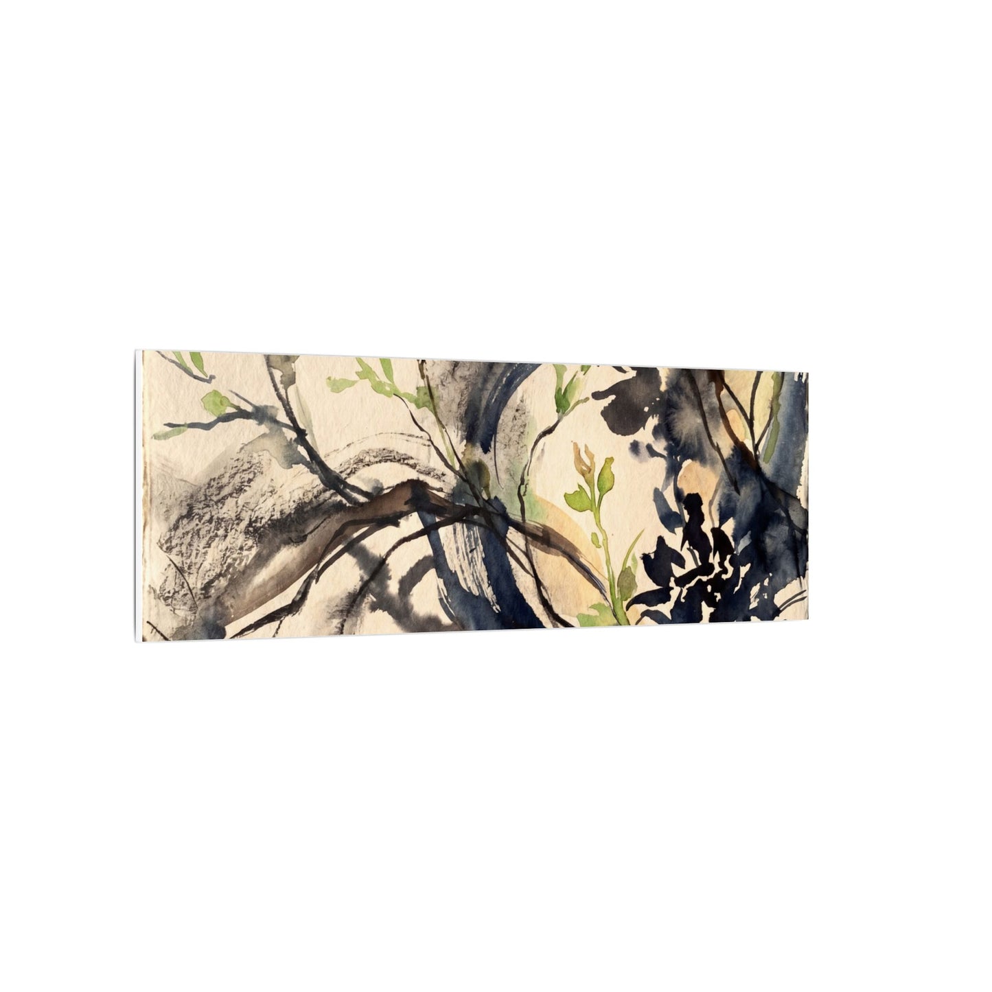 Ma Shadow Play Canvas Art - Dark Japandi Charcoal Ink