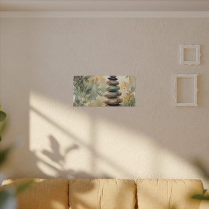 Golden Hour River Stones Canvas Art - Japandi Mono No Aware