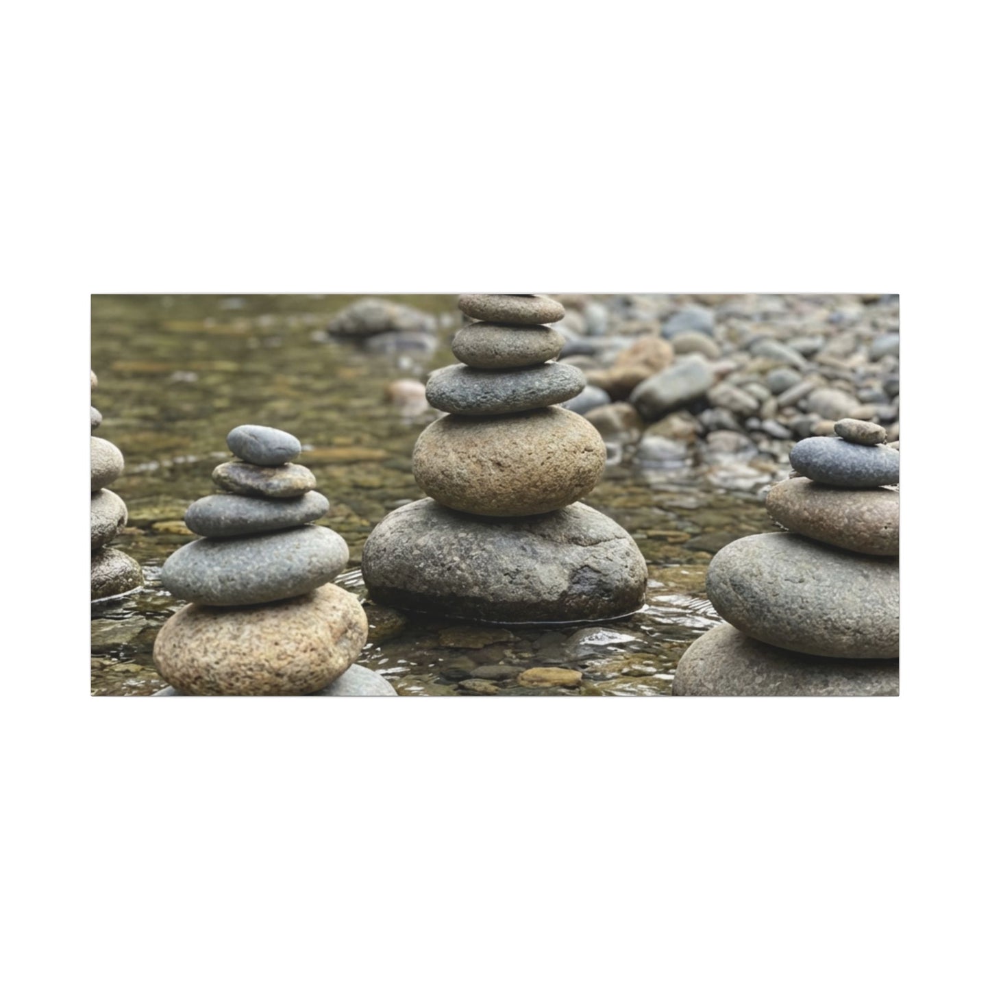 Zen River Stones in Dawn | Karesansui Canvas Art