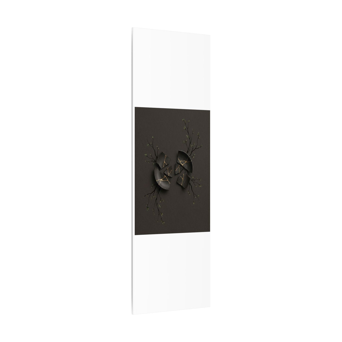 Sophisticated Broken Pottery Canvas Art - Charcoal Ink Dark Japandi
