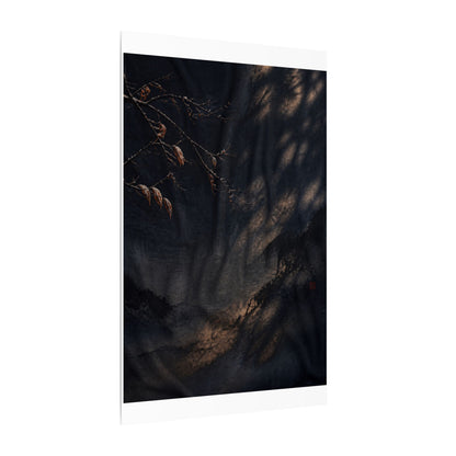 Atmospheric Silk Drape Canvas Art - Charcoal Ink Dark Japandi