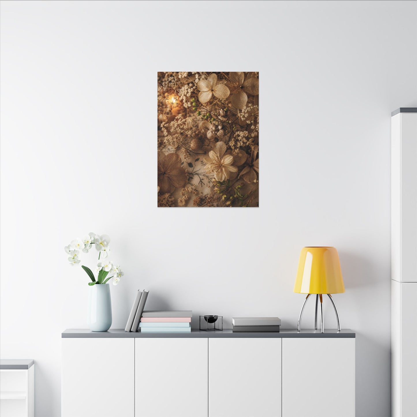 Spring Dried Flowers Japanese Pattern Canvas Art | Earthy Decor