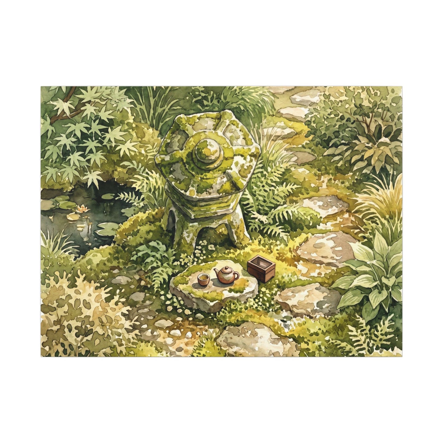 Datsuzoku Stone Lantern Canvas Art - Japandi Watercolor