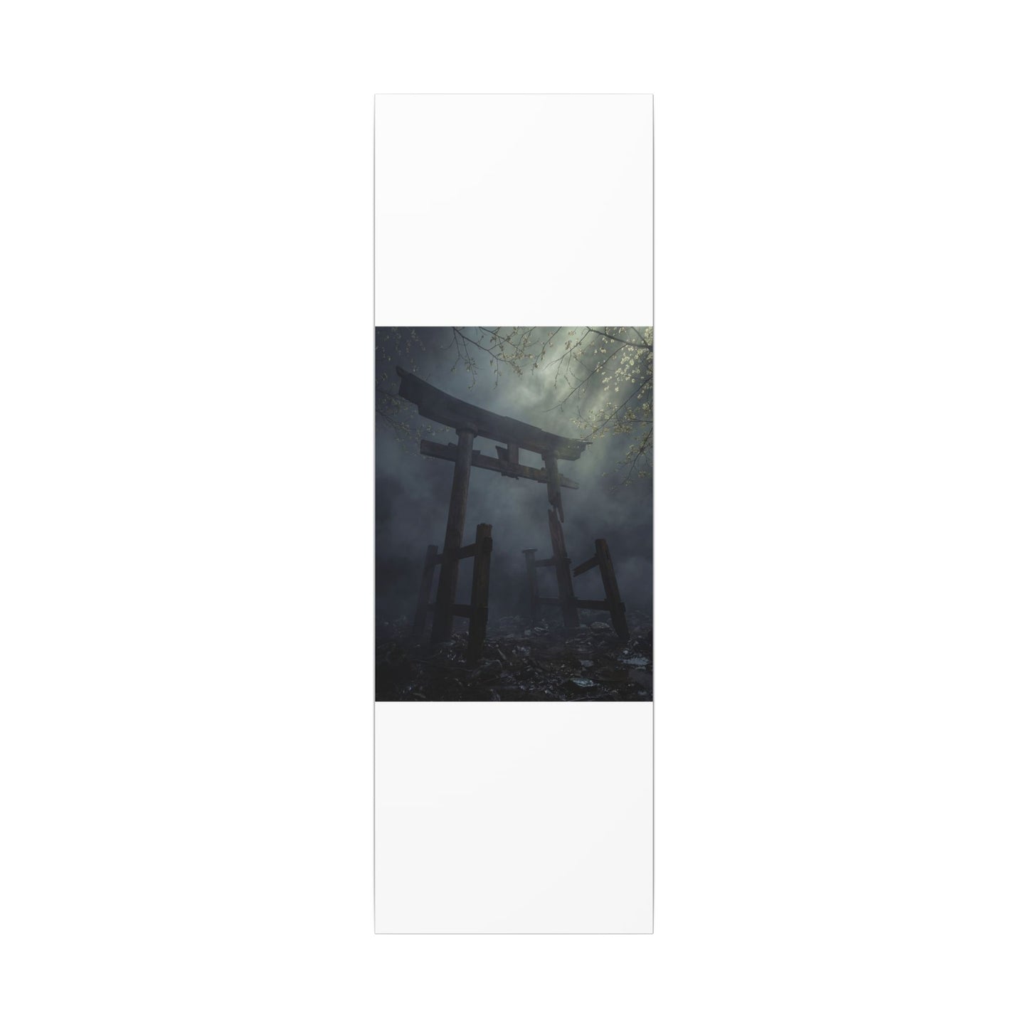 Dark Japandi Torii Gate in Dappled | Moody Minimal Canvas Art