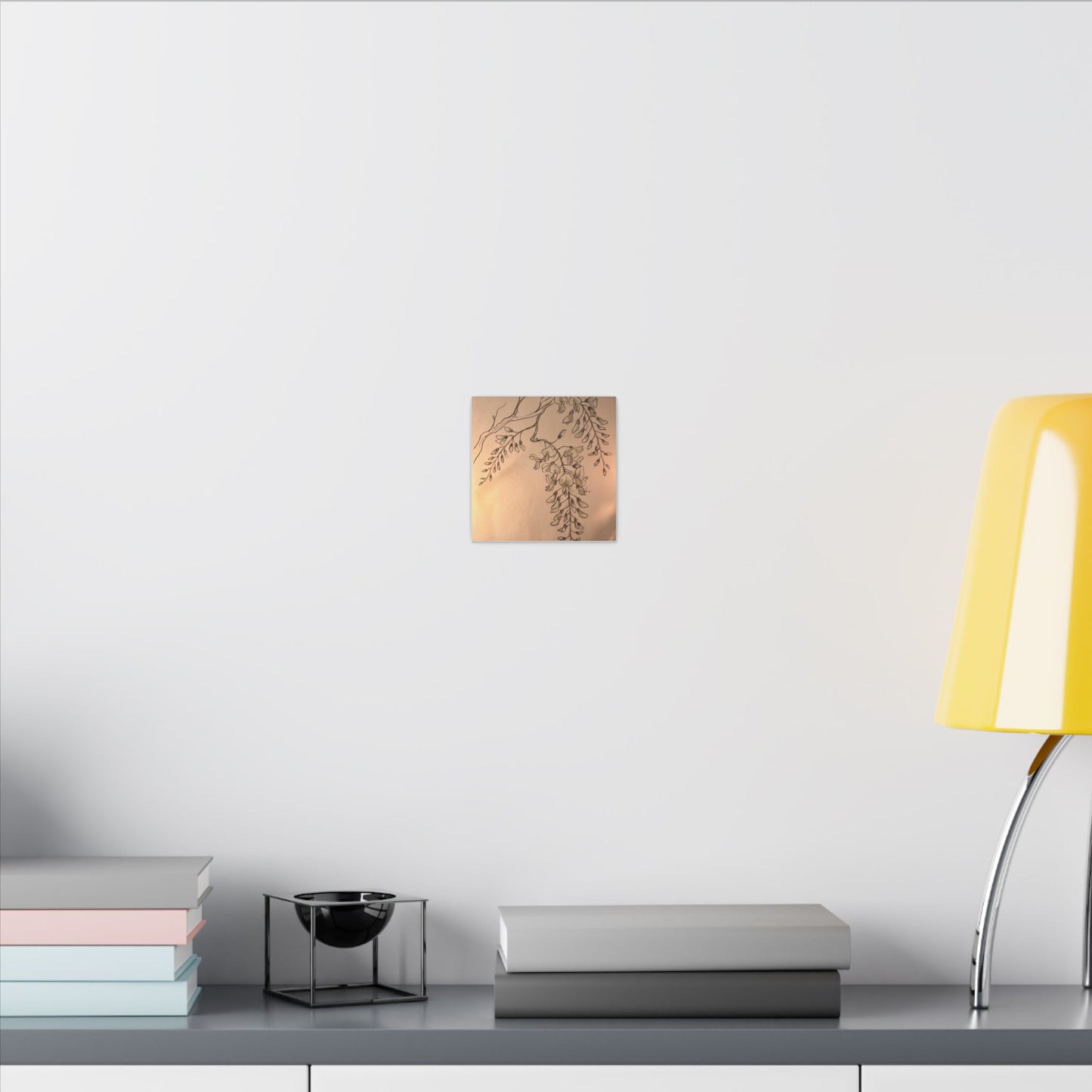 Japandi Wisteria in Candlelight | Minimal Line Canvas Art