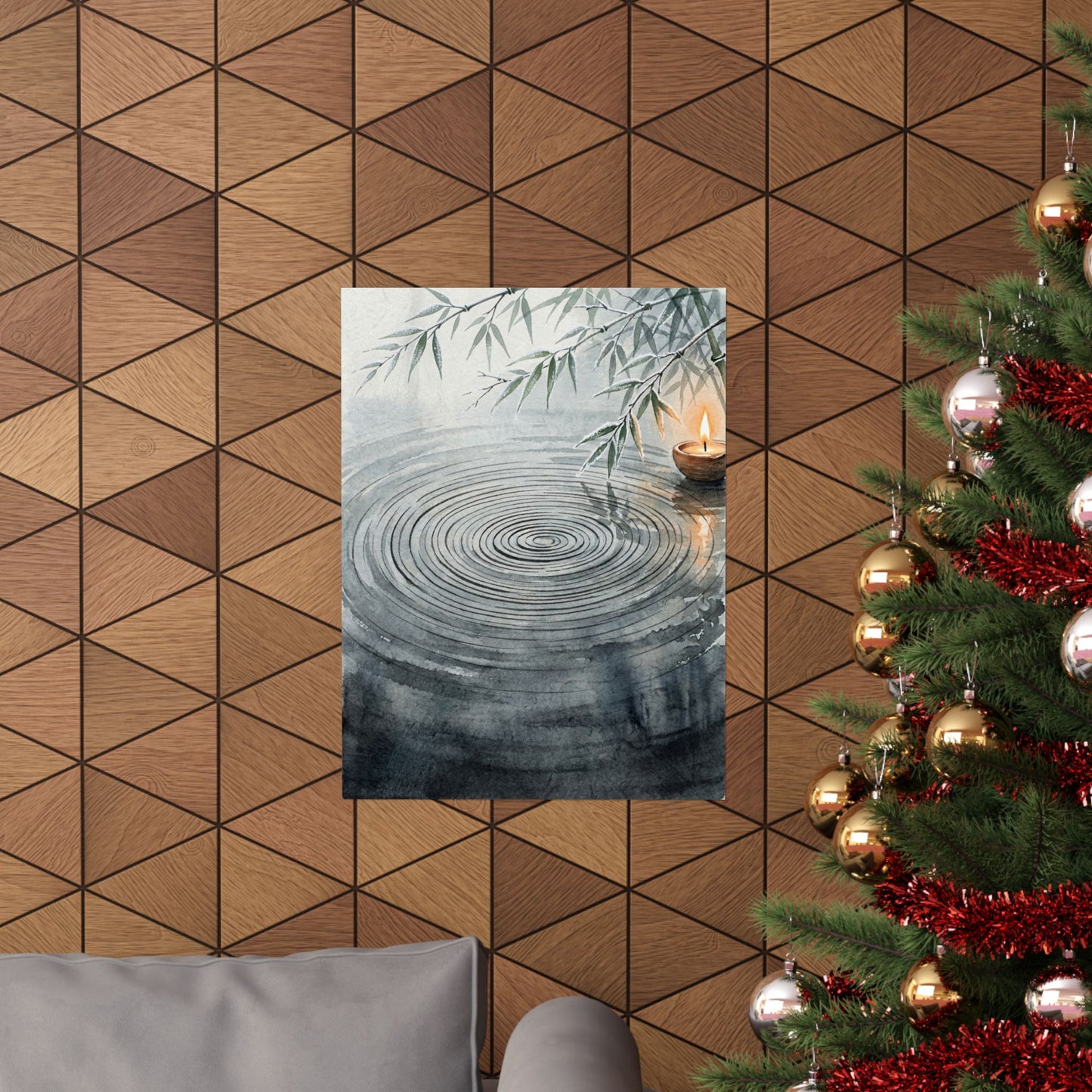 Candlelight Water Ripple Wall Art Print - Zen Mono No Aware