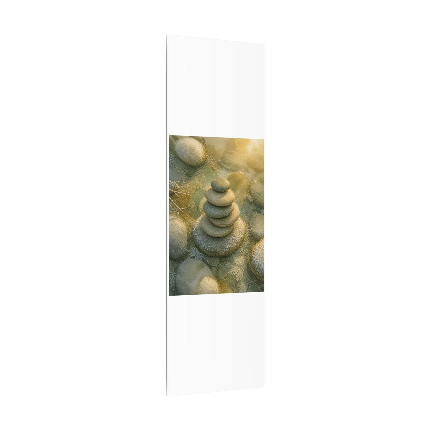 River Stones Watercolor Canvas Art | Elegant Japandi Art