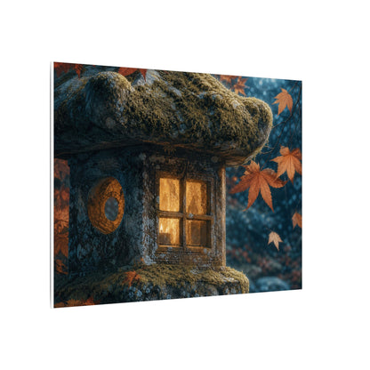Autumn Stone Lantern Forest Whimsy Canvas Art | Earthy Decor