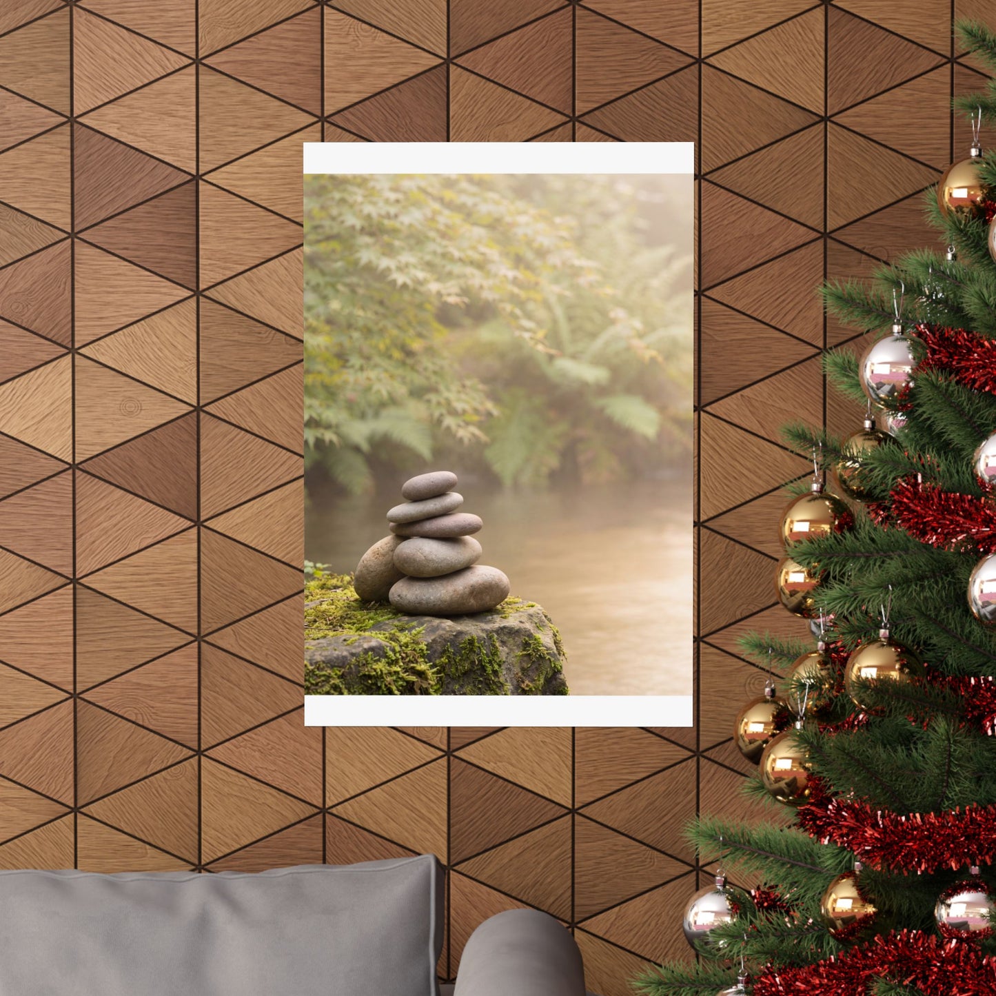 River Stones Summer Wall Art Print | Japandi Cozy Design