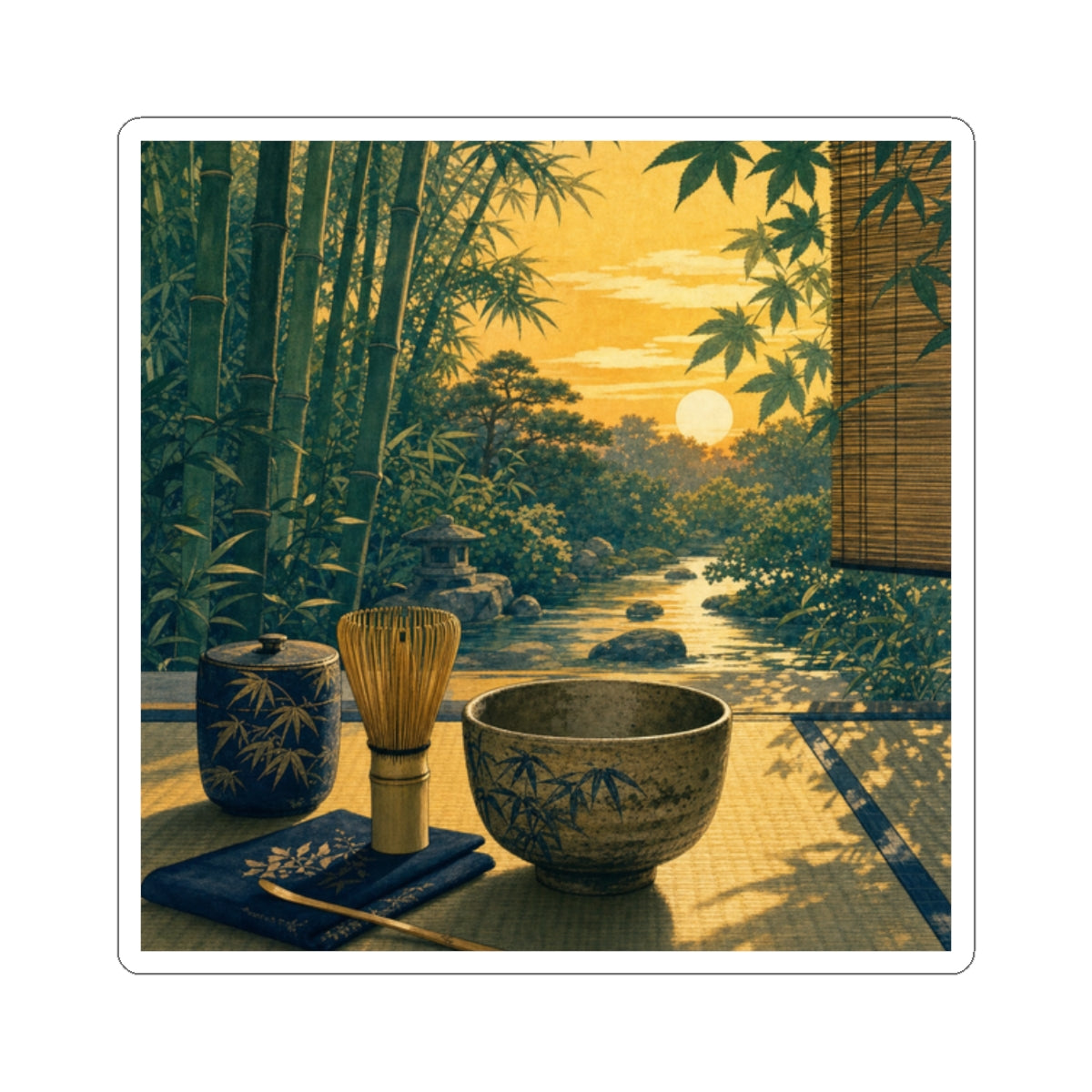 Ma Tea Ceremony Sticker - Zen Ukiyo E Inspired