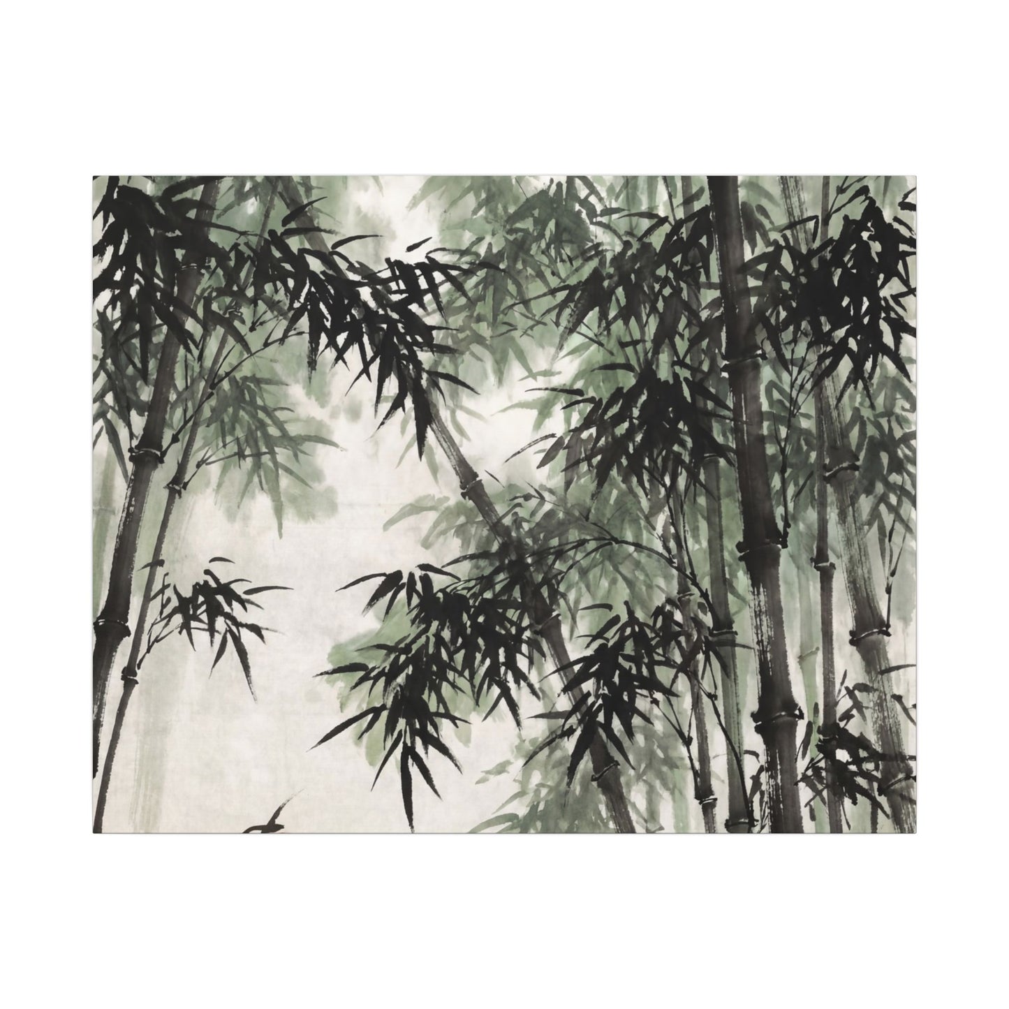 Zen Bamboo Grove in Overcast | Sumi E Canvas Art
