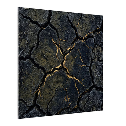 Overcast Cracked Earth Canvas Art - Dark Japandi Ma