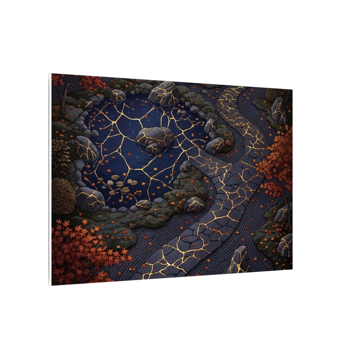 Moonlit Garden Gold Vein Canvas Art | Resilient Kintsugi Art
