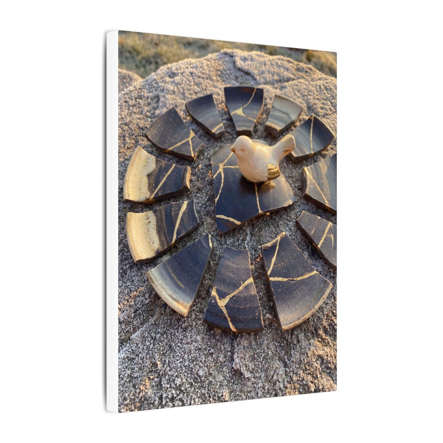 Golden Hour Broken Pottery Canvas Art - Kintsugi Datsuzoku