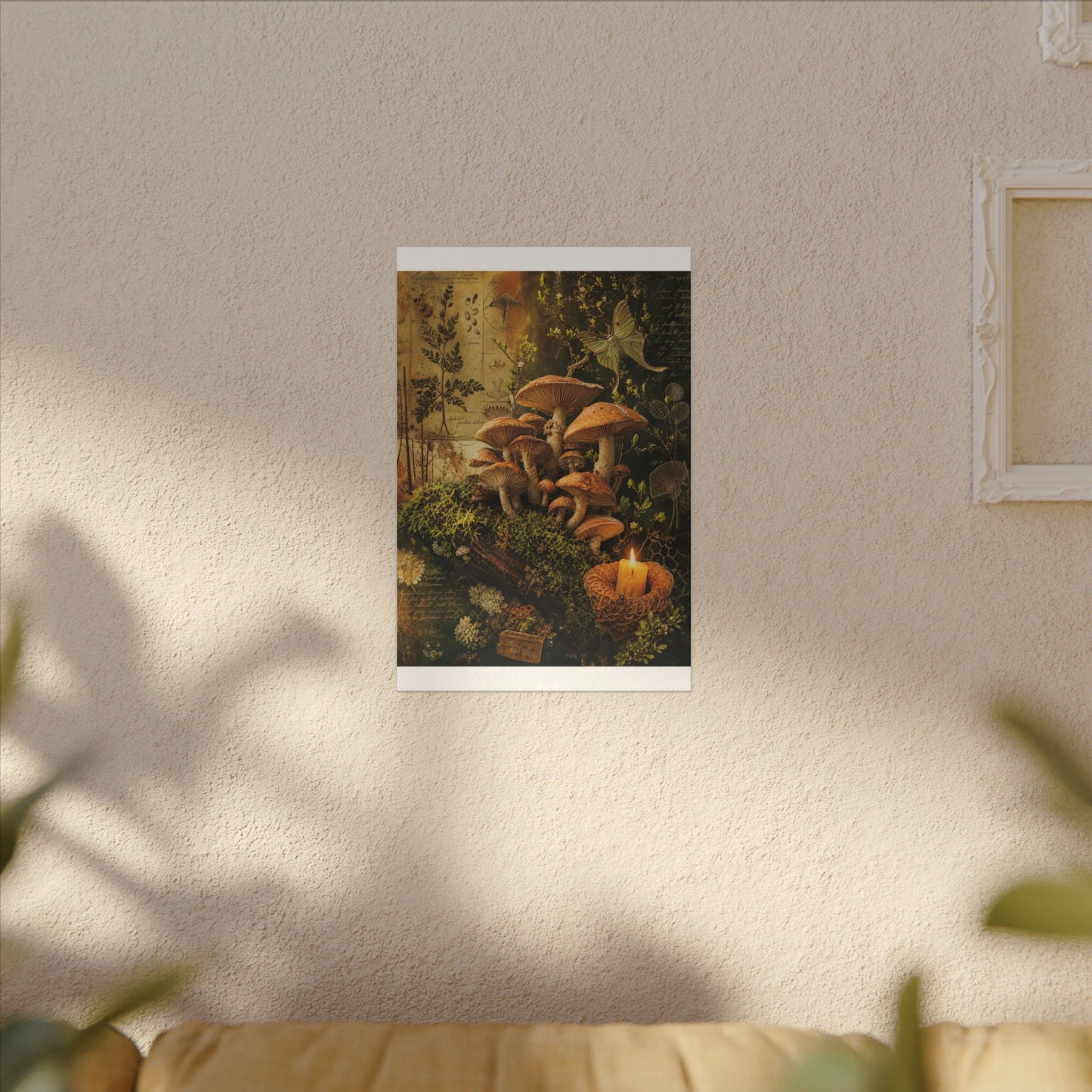 Spring Wild Mushrooms Herbarium Canvas Art | Earthy Decor