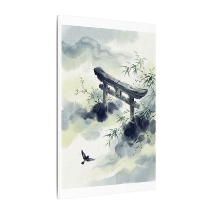 Torii Gate Sumi E Canvas Art | Serene Zen Art