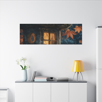 Autumn Stone Lantern Forest Whimsy Canvas Art | Earthy Decor