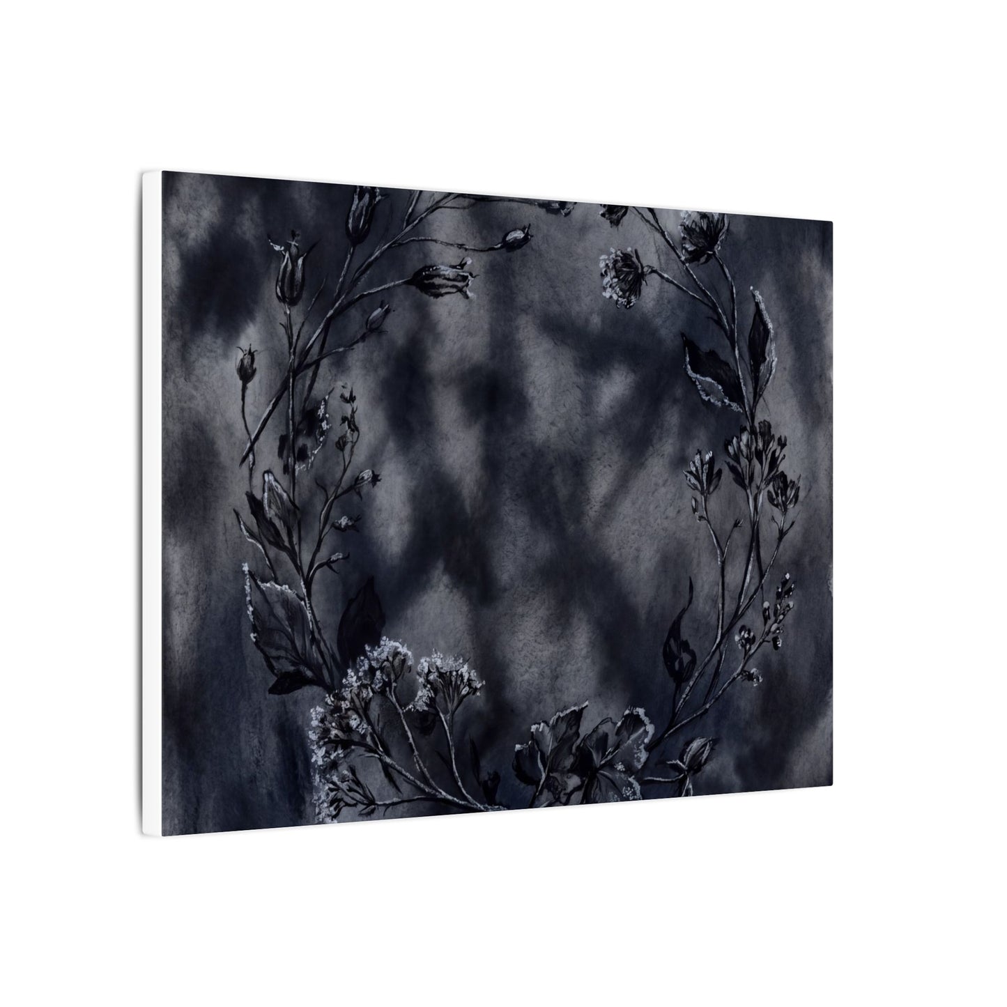Dried Flowers Canvas Art | Winter Dark Japandi Shadow Zen Art