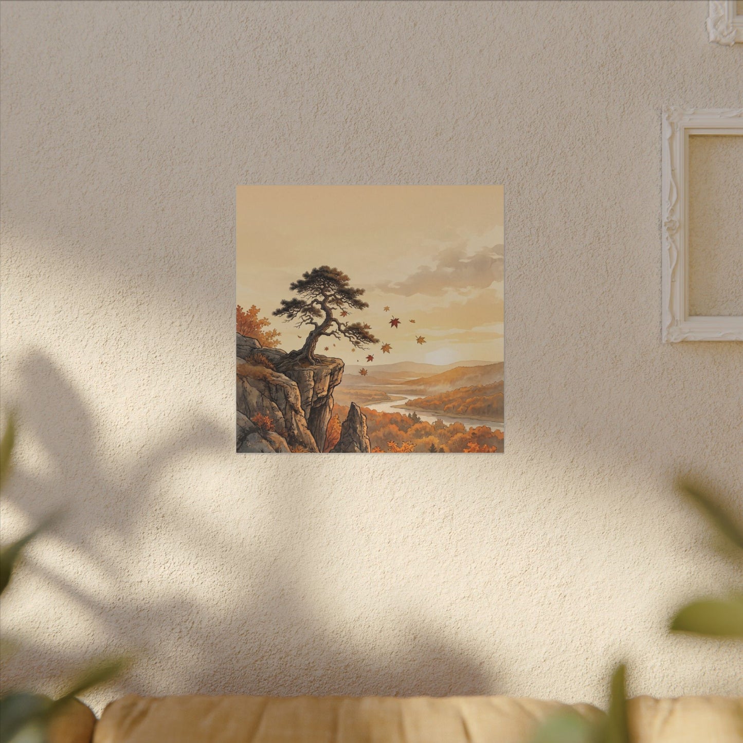 Pine Tree Autumn Canvas Art | Japandi Warm Design