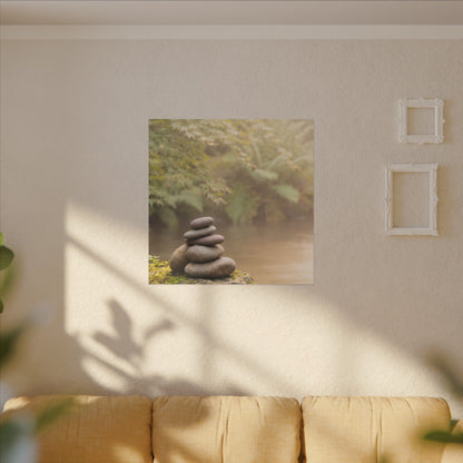 Cozy River Stones Canvas Art - Japanese Pattern Japandi
