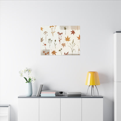 Autumn Dried Flowers Japanese Pattern Canvas Art | Elegant Decor