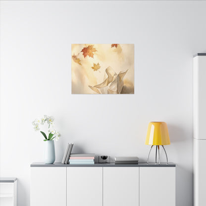 Japandi Paper Fold in Golden Hour | Watercolor Canvas Art