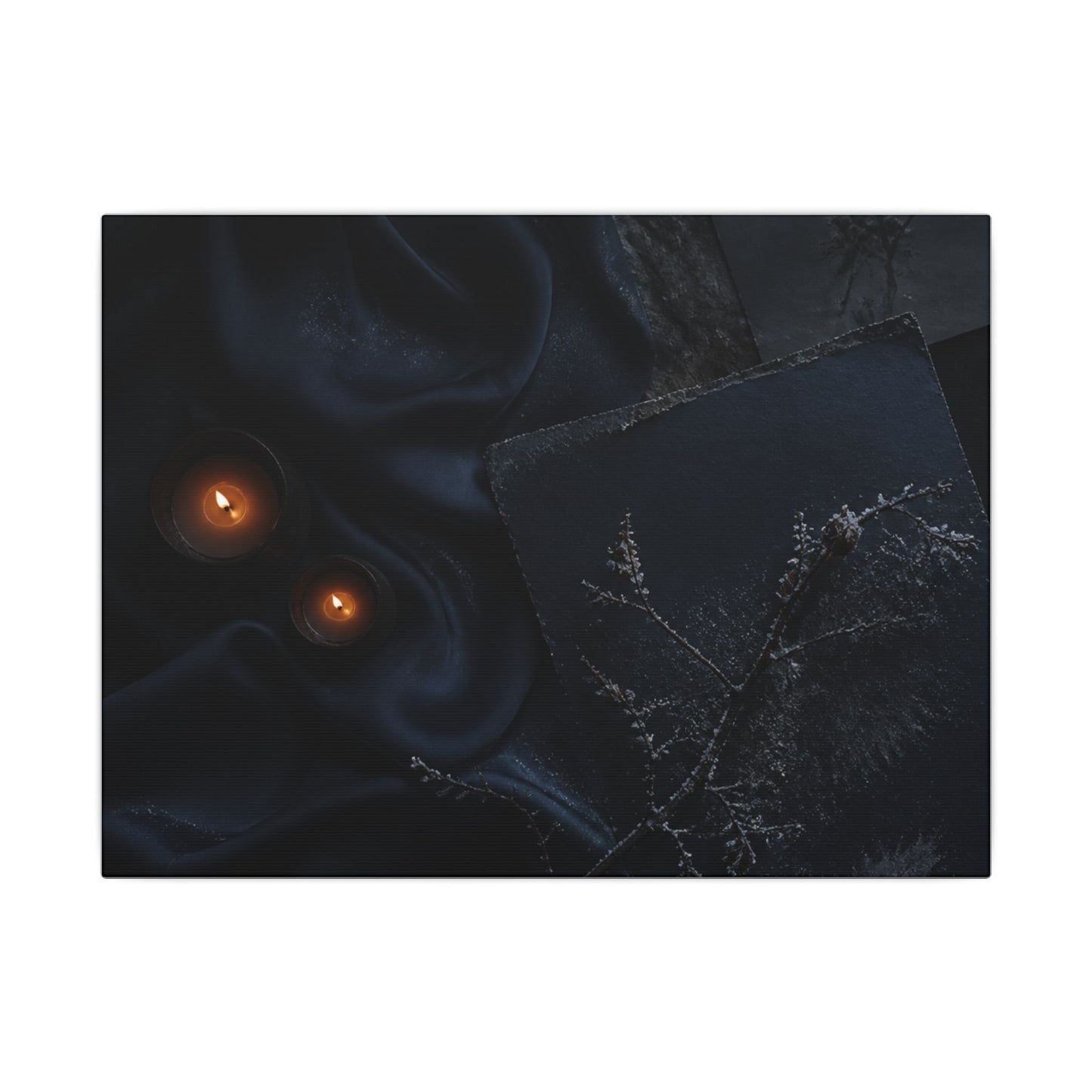 Candlelight Silk Drape Canvas Art - Dark Japandi Kanso