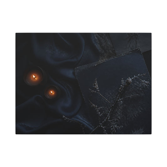 Candlelight Silk Drape Canvas Art - Dark Japandi Kanso