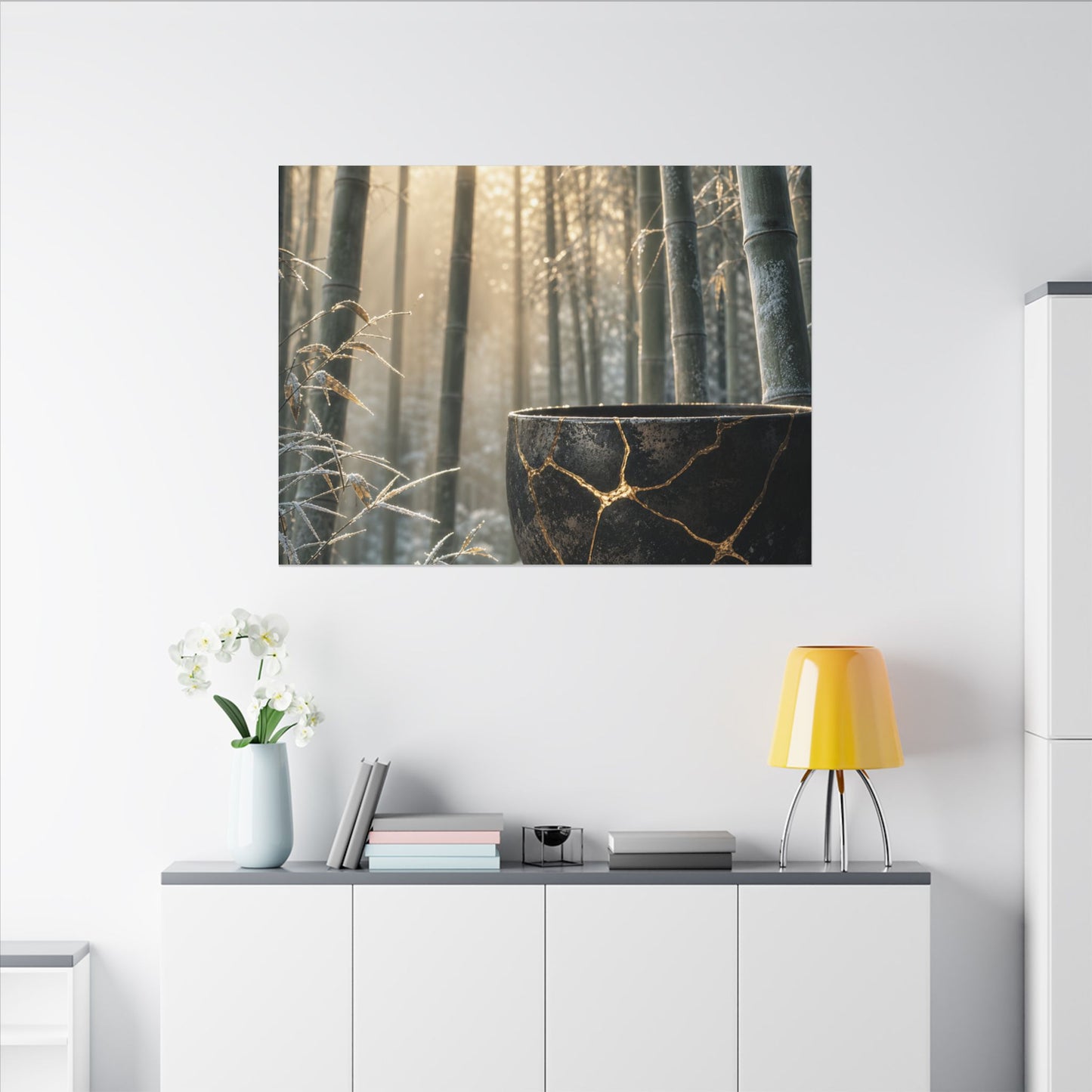 Fukinsei Bamboo Grove Canvas Art - Kintsugi Gold Repair