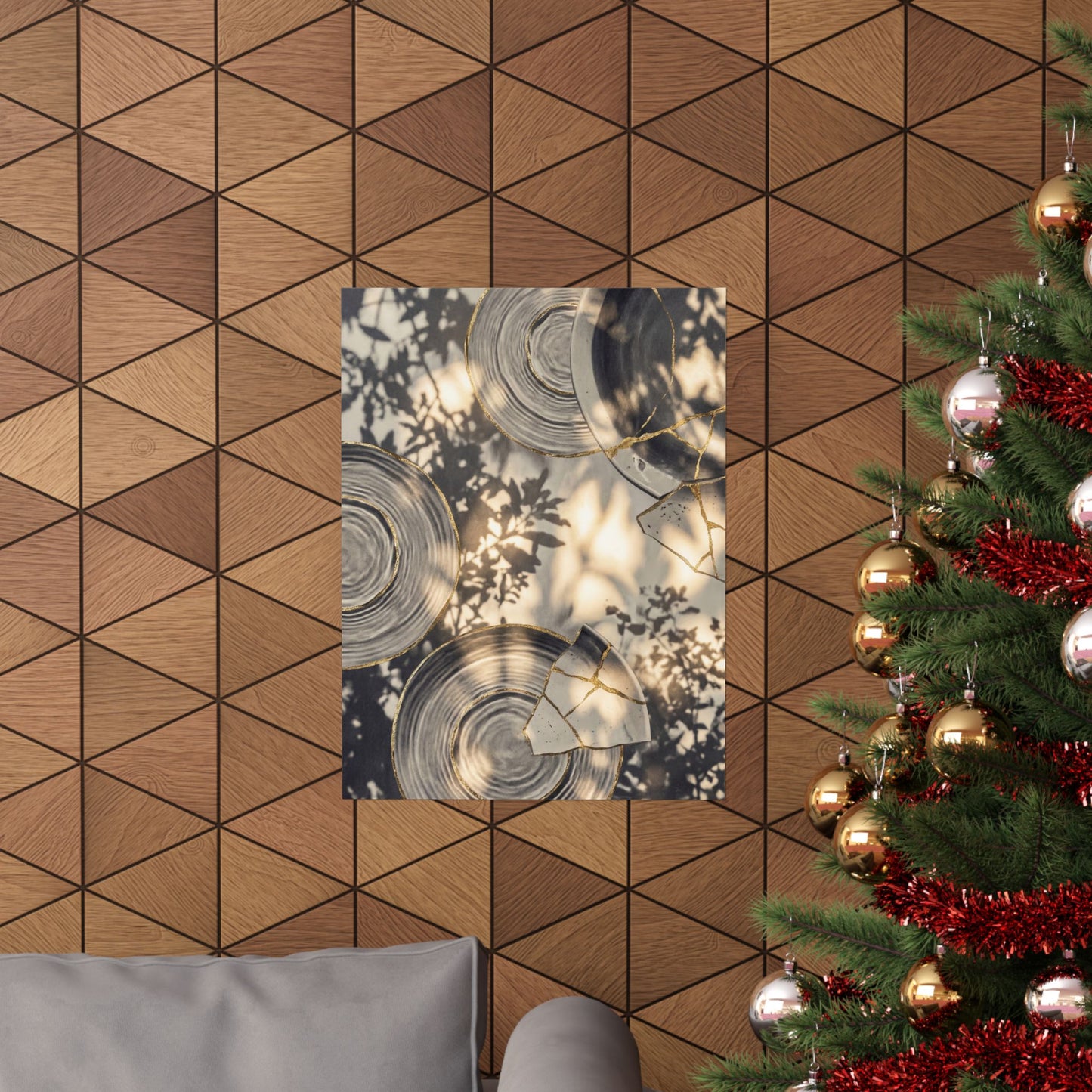 Water Ripple Wall Art Print | Summer Kintsugi Gold Vein Art