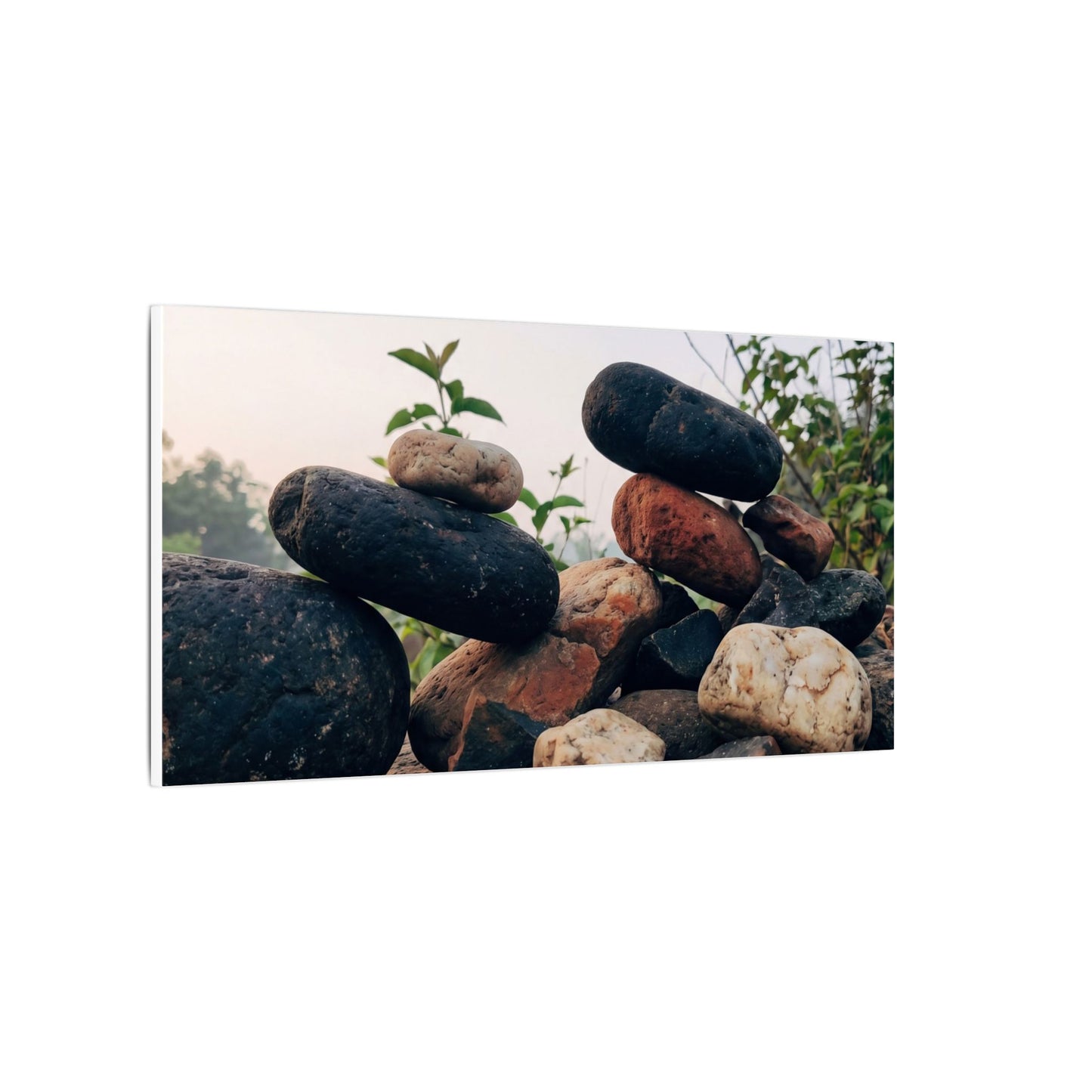 River Stones Canvas Art | Spring Kintsugi Broken Beauty Art