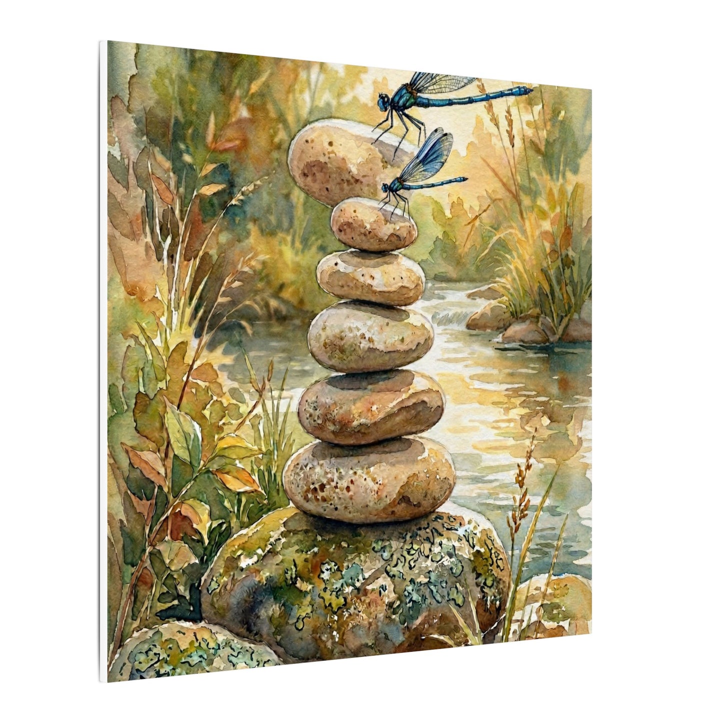 River Stones Summer Canvas Art | Japandi Cozy Design