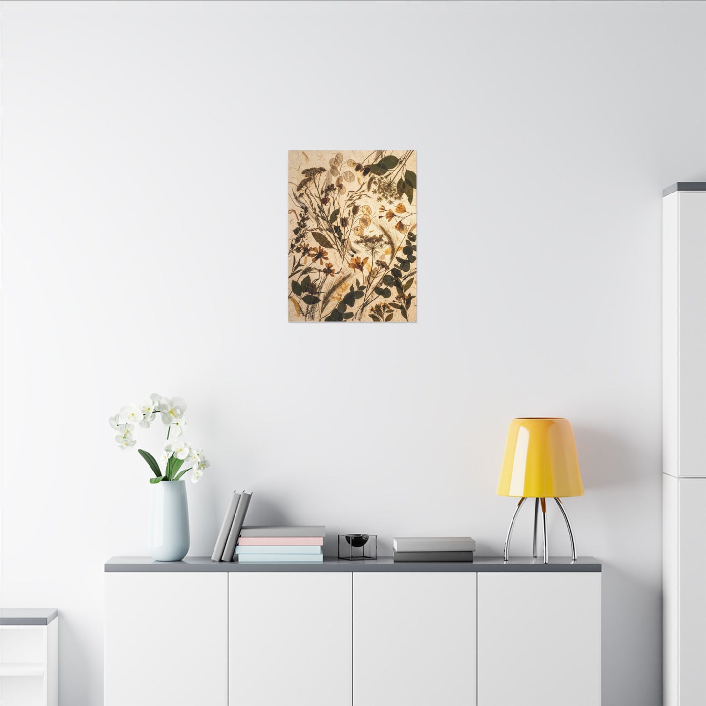 Dried Flowers Summer Canvas Art | Japandi Neutral Design