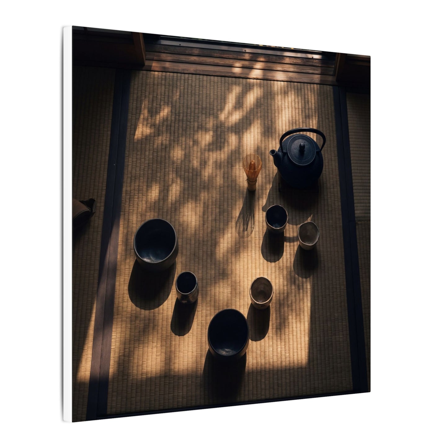 Shibui Tea Ceremony Canvas Art - Dark Japandi Shadow Zen