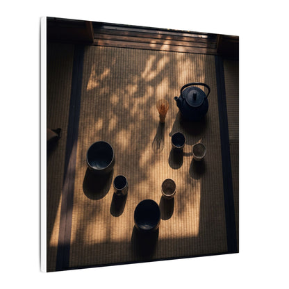 Shibui Tea Ceremony Canvas Art - Dark Japandi Shadow Zen