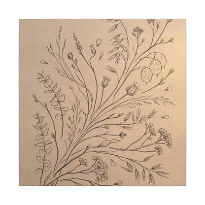 Dried Flowers Canvas Art | Spring Japandi Minimal Line Art