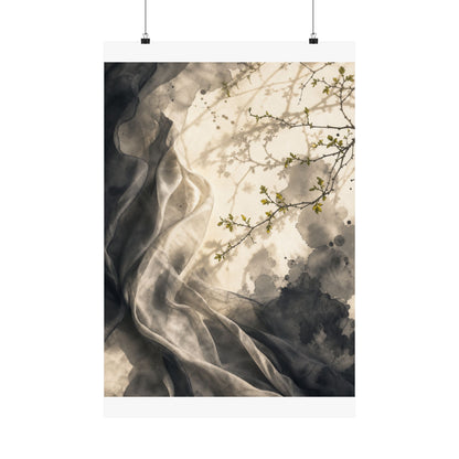 Silk Drape Spring Wall Art Print | Japandi Earthy Design