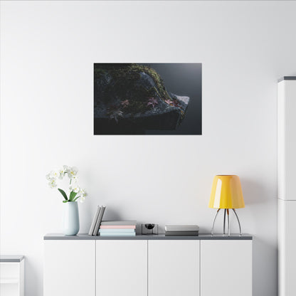Stone Lantern Moody Minimal Canvas Art | Sophisticated Dark Japandi Art