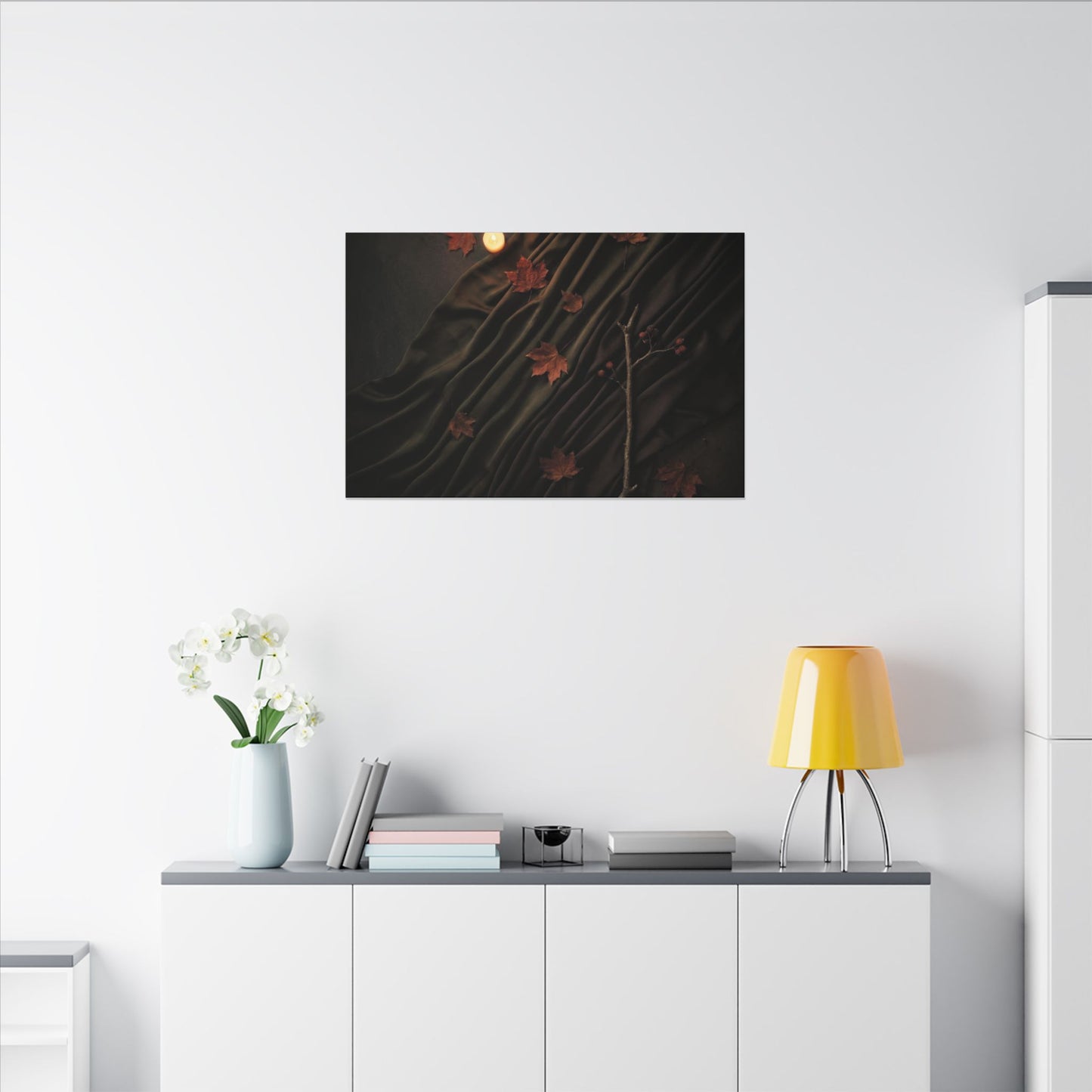 Autumn Silk Drape Moody Minimal Canvas Art | Moody Decor