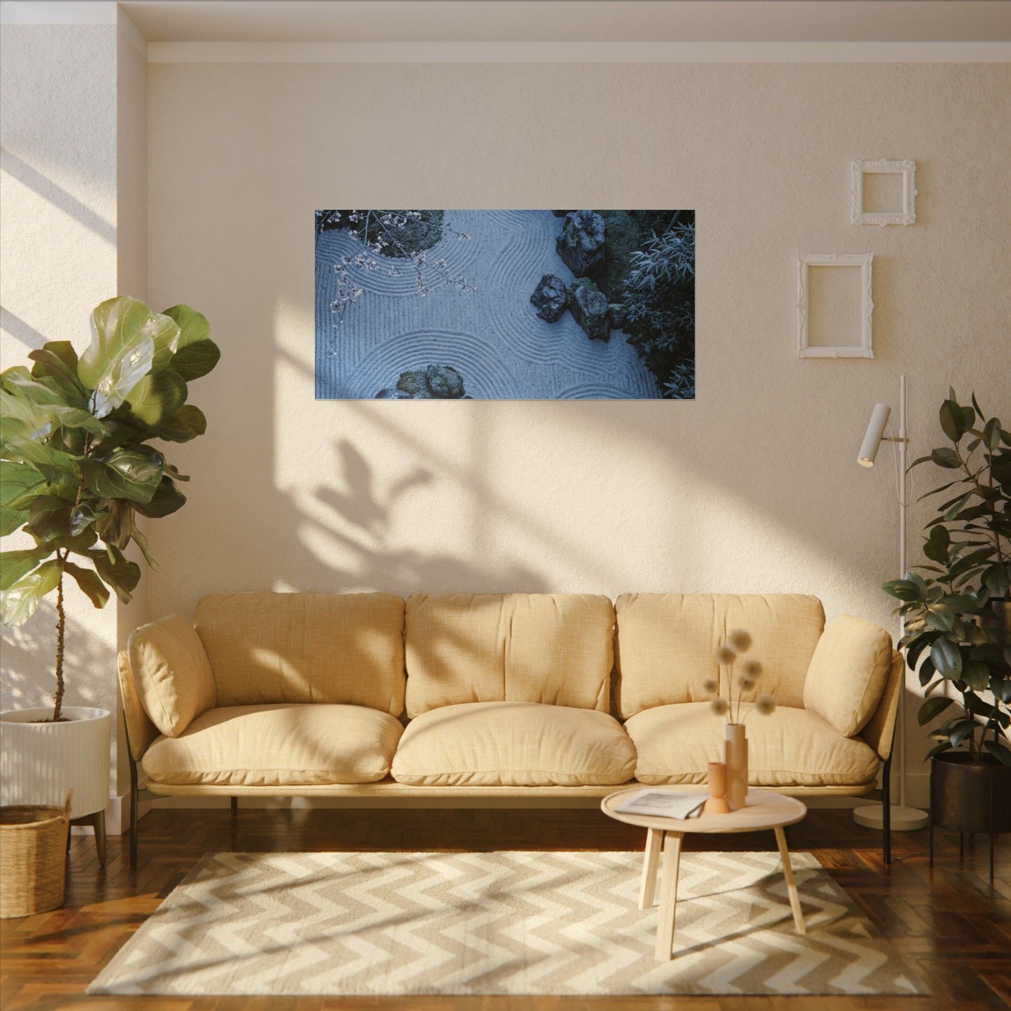 Earthy Silk Drape Canvas Art - Minimal Line Japandi