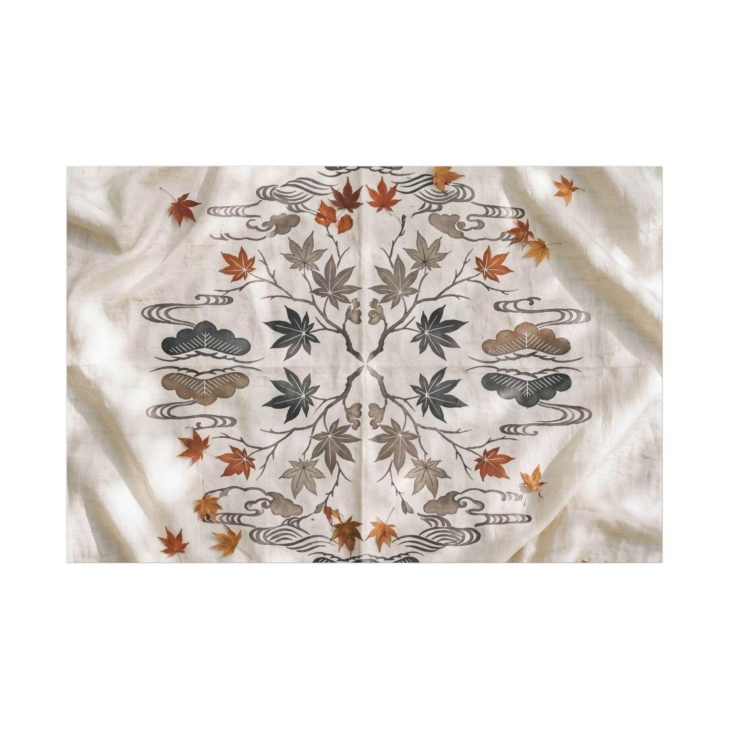Elegant Silk Drape Canvas Art - Japanese Pattern Japandi